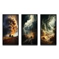 thumbnail image 2 of Designart "Nature s Fury Unleashed" Landscape & Nature Framed Wall Art Set Of 3 - Orange Storms Frame Canvas Set For Living Room Decor, 2 of 6