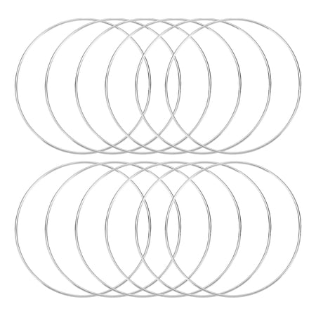Uxcell 12 Pcs Dream Catcher Rings,Metal Crafts Hoops Floral Hoop 6.3 Inch Macrame Hoops Rings for DIY Crafts Wreath Making Supplies Plant Hangers,Silver