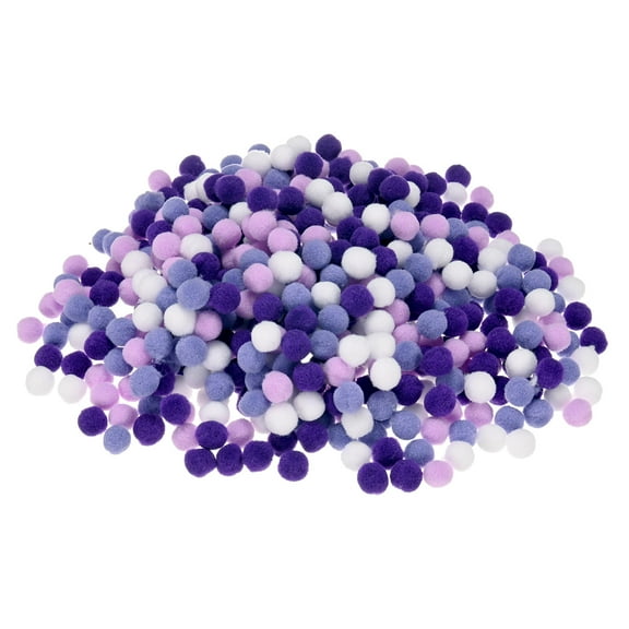 Uxcell 1000-Pack Pom Poms for Craft, 0.39" (10mm) Polyester Purple Series Soft and Fluffy Pompom Multicolor PomPoms Balls