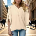 thumbnail image 2 of OSOLU Women Solid Color Fashion V-Neck T-Shirt Tshirts Tee Loose Temperament Casual Petal Sleeve Shirt Tops Boho Dailywear, 2 of 5
