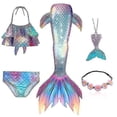 thumbnail image 2 of 5 unids/set niñas cola de sirena traje de baño niños sirena Ariel Cosplay disfraz fantasía playa Bikini Stcyv, 2 of 4