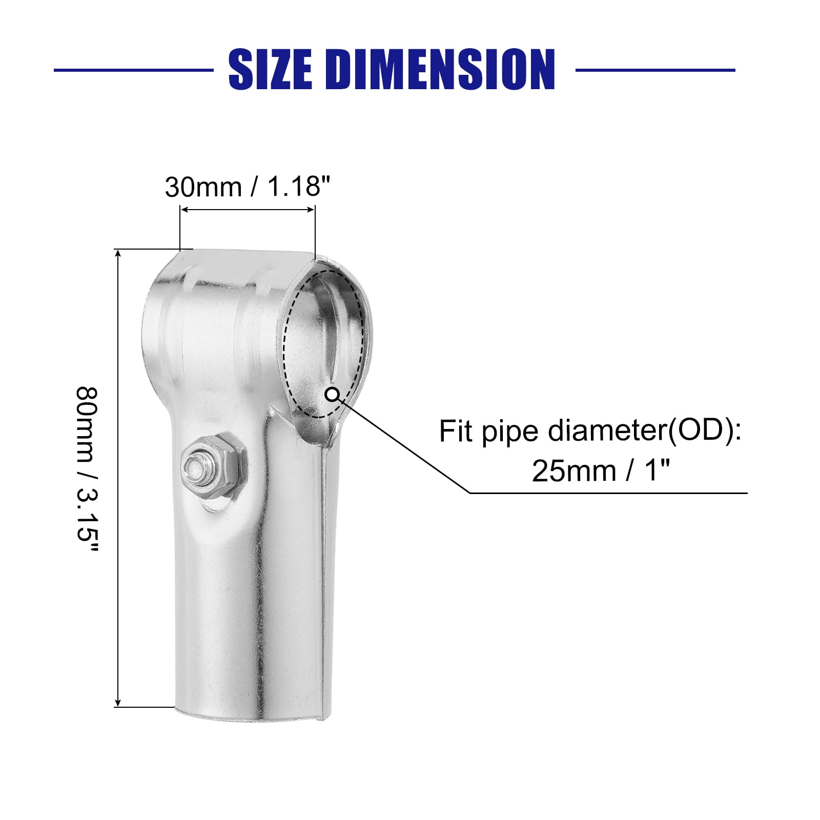 Uxcell 6 Pack T Pipe Clamp Connector, Structural Pipe Connector Chain Link Fence Clamp Stainless Steel Corner Fitting End Rails Clamp Fit OD 1 Inch(25mm), Silver