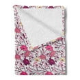 thumbnail image 2 of Japanese Soft Flannel Fleece Blanket, Far Eastern Nature Sakura Tree with Buds and Blossoms Coming of Spring, Cozy Plush for Indoor and Outdoor Use, 60" x 80", Pink Purple and Ivory, by Ambesonne, 2 of 5
