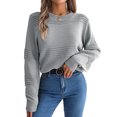thumbnail image 1 of ZAXARRA Women's Fall Sweaters Long Sleeve Crew Neck Solid Color Pullover Casual Ribbed Knit Tops, 1 of 6