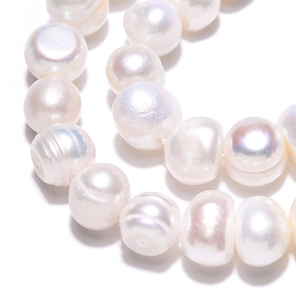 Natural Cultured Freshwater Pearl Beads Strands Potato Creamy White 6~10x7~9mm Hole: 0.6mm about 23~24pcs/strand 6.69~6.89 inch(17~17.5cm)