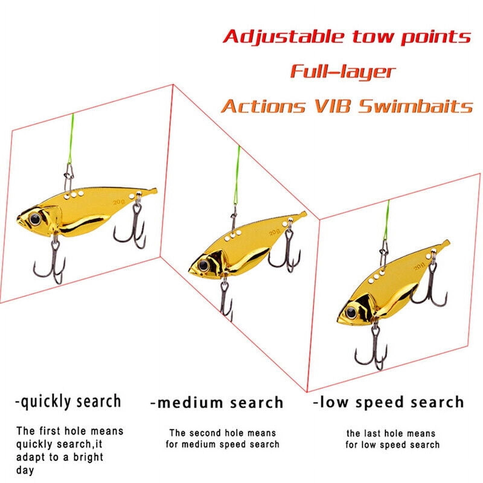 5Pcs Metal Blade Fishing Lures 5/7/10/15/20g Hard VIB Crank Bait Sinking Hook