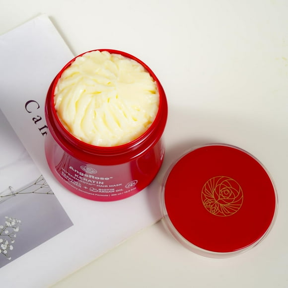 AngeRose Mascarilla capilar de queratina y colágeno con aceite de argán - Acondicionador de reparación profunda para cabello seco dañado - Tratamiento hidratante y fortalecedor 500 ml (16,9 oz)