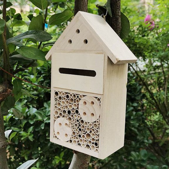 Insect Hotel NKTIER Insect Bee House Garden Outdoor Wooden Insect Room Shelter Nest Box Decoration Garden Shelter