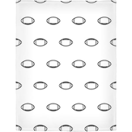 Football Blanket 60 x80 Black Print White Fleece Blanket Soft Fuzzy Throw Blankets Rugby Lover Gifts for Boys