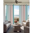 thumbnail image 4 of Aqua Teal Stripe Blackout Curtains 63 Inches Long for Bedroom, Geometric Grey White Vertical Striped Thermal Insulated Room Darkening Black Out Window Curtain Panels Grommet Drapes for Living Room, 4 of 8