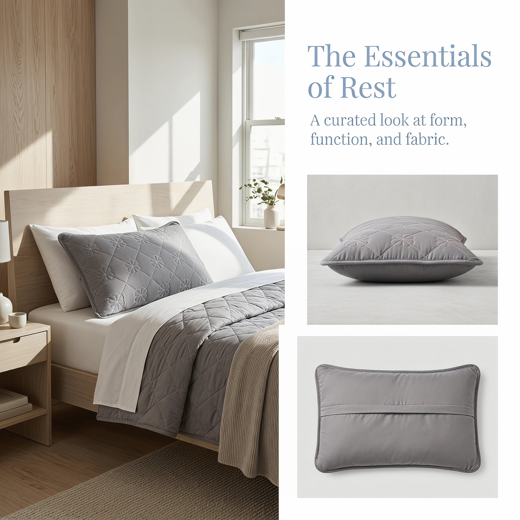 Unique Bargains 1 Pack Polyester Comfortable Quilted Pillow Protector for Home Dark Gray