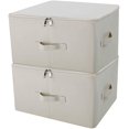 thumbnail image 1 of Bacs de Rangement Pliables avec Couvercles, Cubes de Rangement, Rangez Votre Garde-Robe, Beige, Ensemble de 2, 1 of 7
