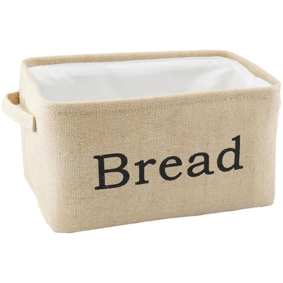 Topboutique Bread Storage Basket Foldable Fabric Bread Baskets Bread Storage Container Bin with Handles Burlap Snacks Basket Container Jute Bread Box for Kitchen Counter Pantry,1 Pc