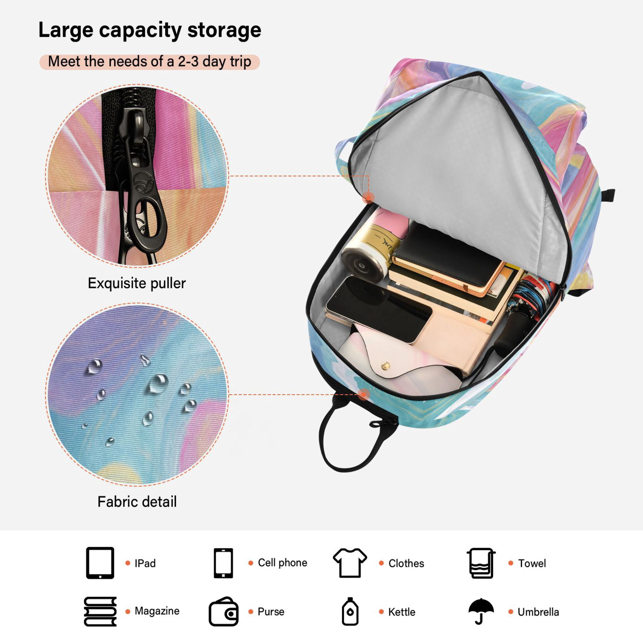2 Racquet Holder Tennis Backpack Tennis Racket Covers Gym Bags Rainbow-colored Twists