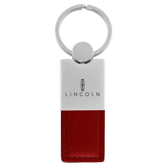 Lincoln Duo Rectangular Leather Key Chain (Burgundy)