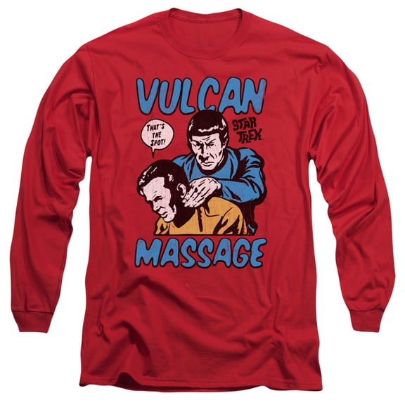 Star Trek Massage Long Sleeve Adult 18/1 T-Shirt Red