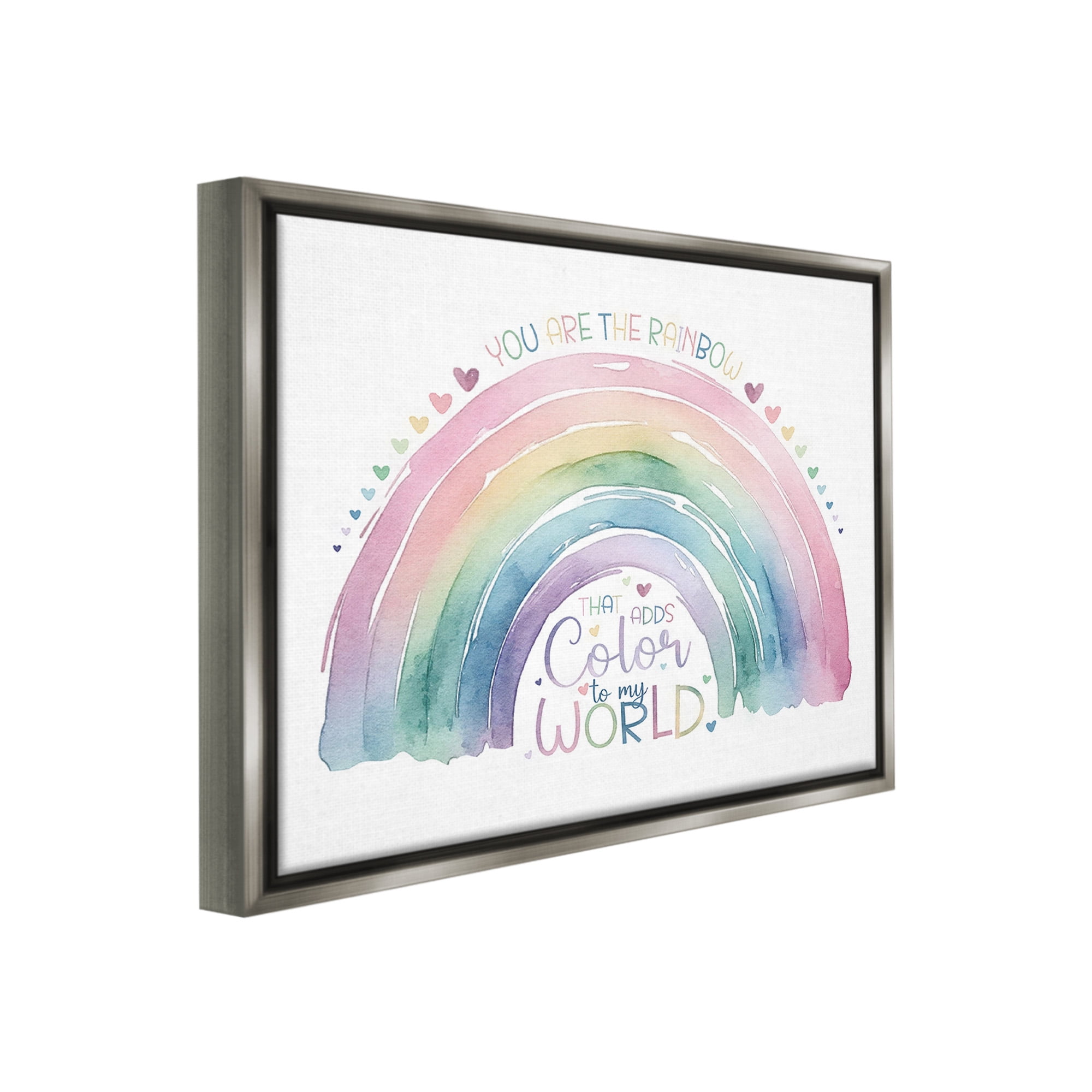 Stupell Industries You Are The Rainbow Inspirational Painting Gray Floater Framed Canvas Art Print Wall Art, 21 x 17
