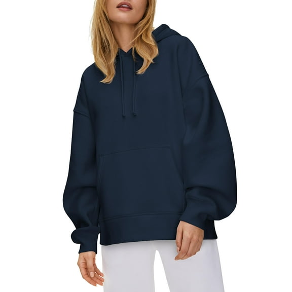 Hat and Beyond Women's Ultra Soft Fleece Hoodie Customizable Oversized Pullover Hoodie With Half Moon Patch For Custom Branding