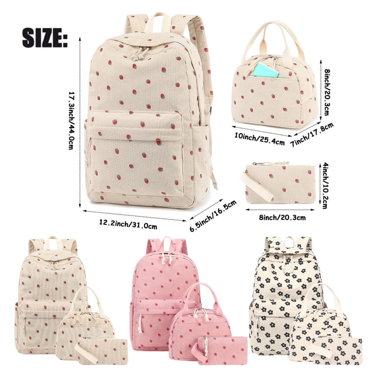 Clearance Under $21, 1 Set 3-Piece Backpack Set, Corduroy  display picture 1