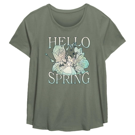 Women's Alice in Wonderland Hello Spring Graphic T-Shirt