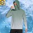 thumbnail image 2 of UVEASISHA Sun Hoodie Men with Face Mask & Thumb Holes Lightweight Long Sleeve Fishing Shirts Summer SPF Rash Guard UV Protection Hiking Hooded Shirt Army Green L, 2 of 8