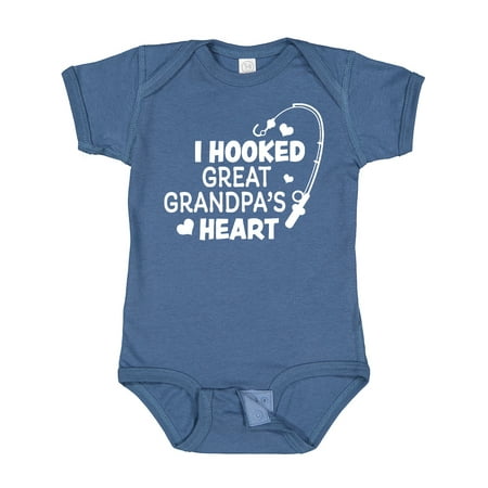 

Inktastic I Hooked Great Grandpa s Heart with Fishing Rod Gift Baby Boy or Baby Girl Bodysuit