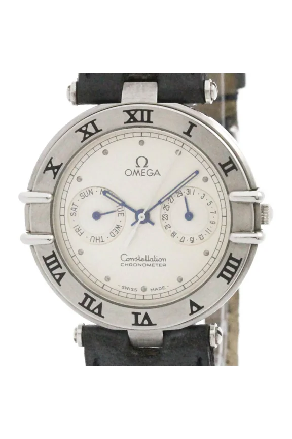 Pre-Owned OMEGA Constellation Day Date Steel Quartz Mens Watch 198.0155 Polished (Good)