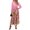 Pink, variant on Women's Pleated Printed Surplice Long Sleeve Dress 100% Polyester Flowing Silhouette for Day to Night Wear Style