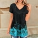 thumbnail image 2 of Camisa de manga corta con cuello en V estampada a la moda informal para mujer Fridja  hjk6159, 2 of 6