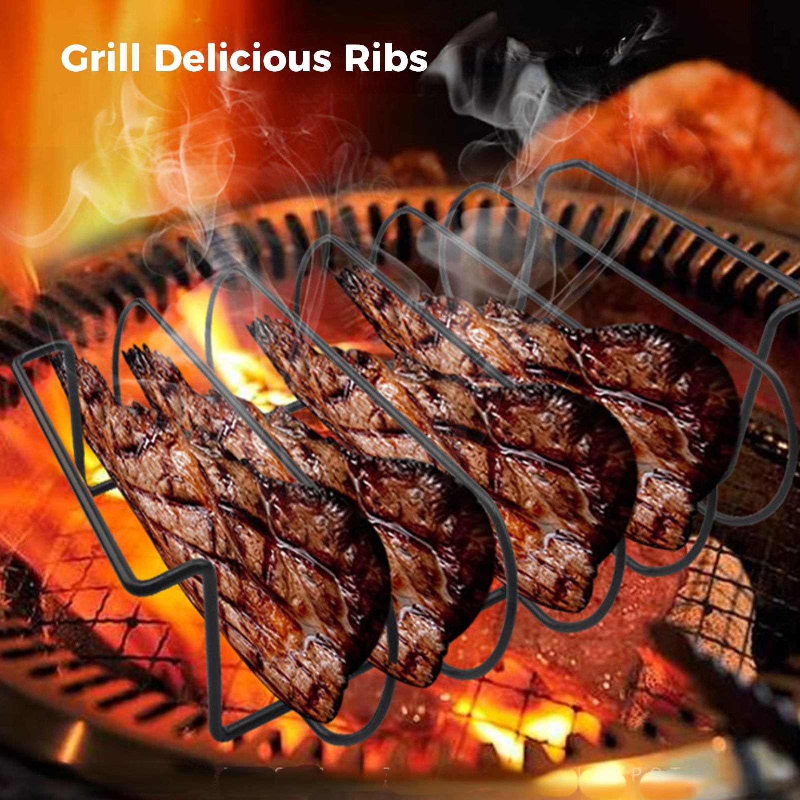 Pork Ribs Bbq Rib Rack Holder Rib Racks For Smoker Stainless Steel