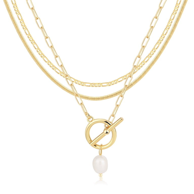Gosfry Layered Gold Necklace Set, Three Chain Dainty Minimalist photo 1