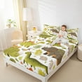 thumbnail image 4 of Feelyou Cute Green Dinosaur Bed Sheets, Jungle Leaves Botanical King Sheets, Kawaii Cartoon Animal Sheet Set, Ultra Soft Bedroom Decor, 4-Piece, 4 of 7
