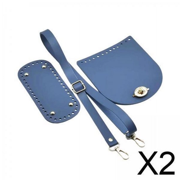 Parte inferior del bolso,DIY bolso de cuero de PU conjunto de tejido bolso,bolso de cuero con base inferior correa de hombro de crochet,cubierta de solapa con cierre hebillas para bolso,Bolso