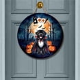 thumbnail image 2 of Happy Halloween Vampire Newfoundland BOO with Pumpkins Fun and Spooky Round Wood Sign Newfie Dog Lover Gifts Hanging Wall Home Decor - 00018, 2 of 5