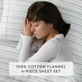 thumbnail image 6 of Gray Weathered Stripe 4 Piece 100% Cotton Flannel Deep Pocket Sheet Set, Queen, by Noble Linens, 6 of 8