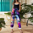 thumbnail image 5 of Women's Halloween Jumpsuits 2026 Spaghetti Strap Linen Rompers Wide Leg Print Overalls with Pockets, 5 of 5