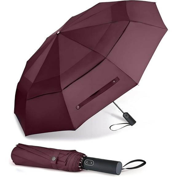 49/54/62 Inch Large Folding Golf Umbrella, Oversize Double Canopy Vented 10 Ribs Windproof Compact Travel Umbrellas for Rain