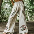 thumbnail image 2 of Flmaly vacation outfits for women High Waistband Holiday Style Retro Linen Floral Ethnic Print Casual Pants For Women – Comfortable Relaxed Fit Perfect For Summer Beach Vacation Outfits, 2 of 4