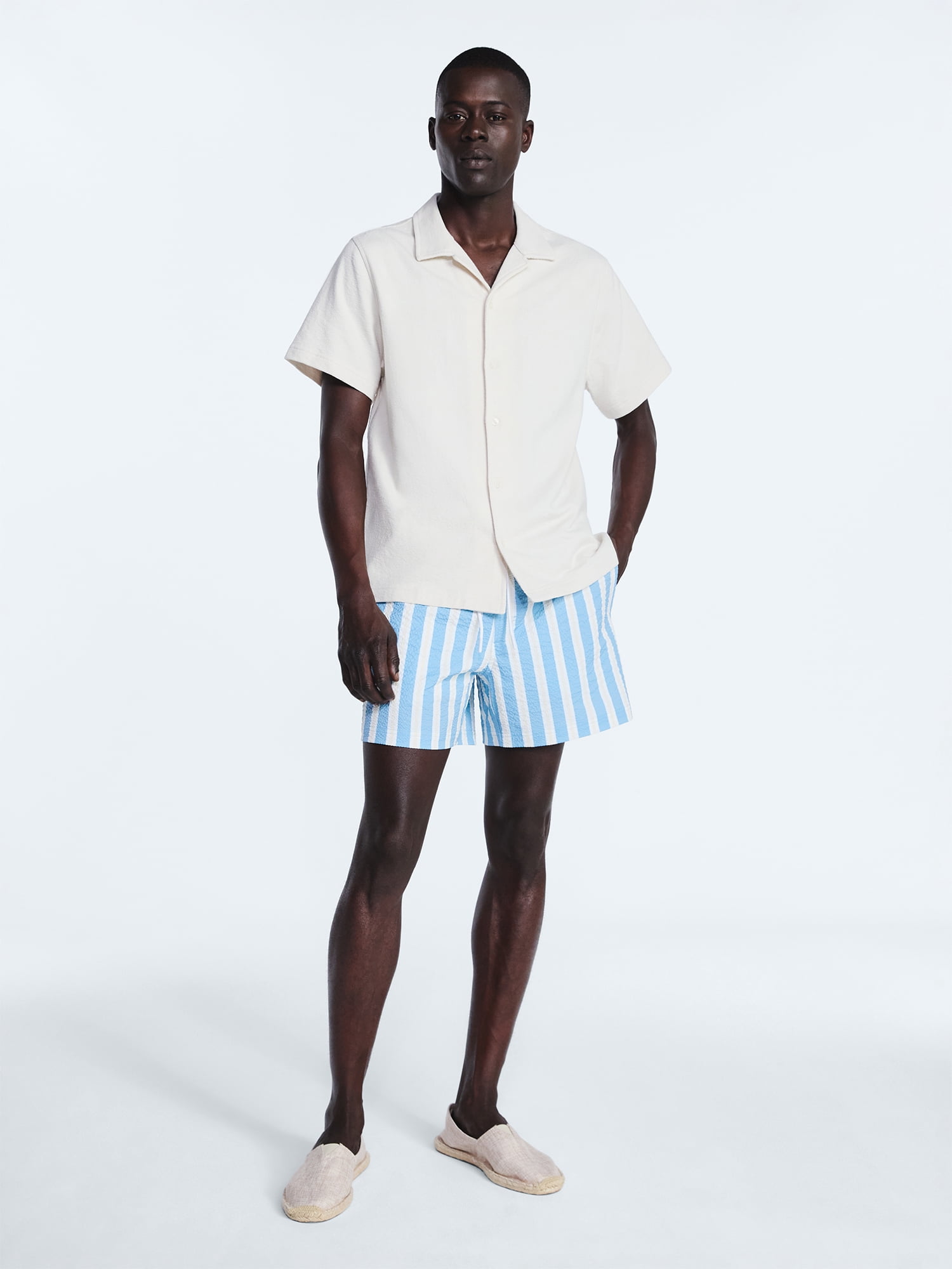 Free Assembly Men's Swim Stretch Seersucker Board Shorts, 5" Inseam, Sizes S-3XL