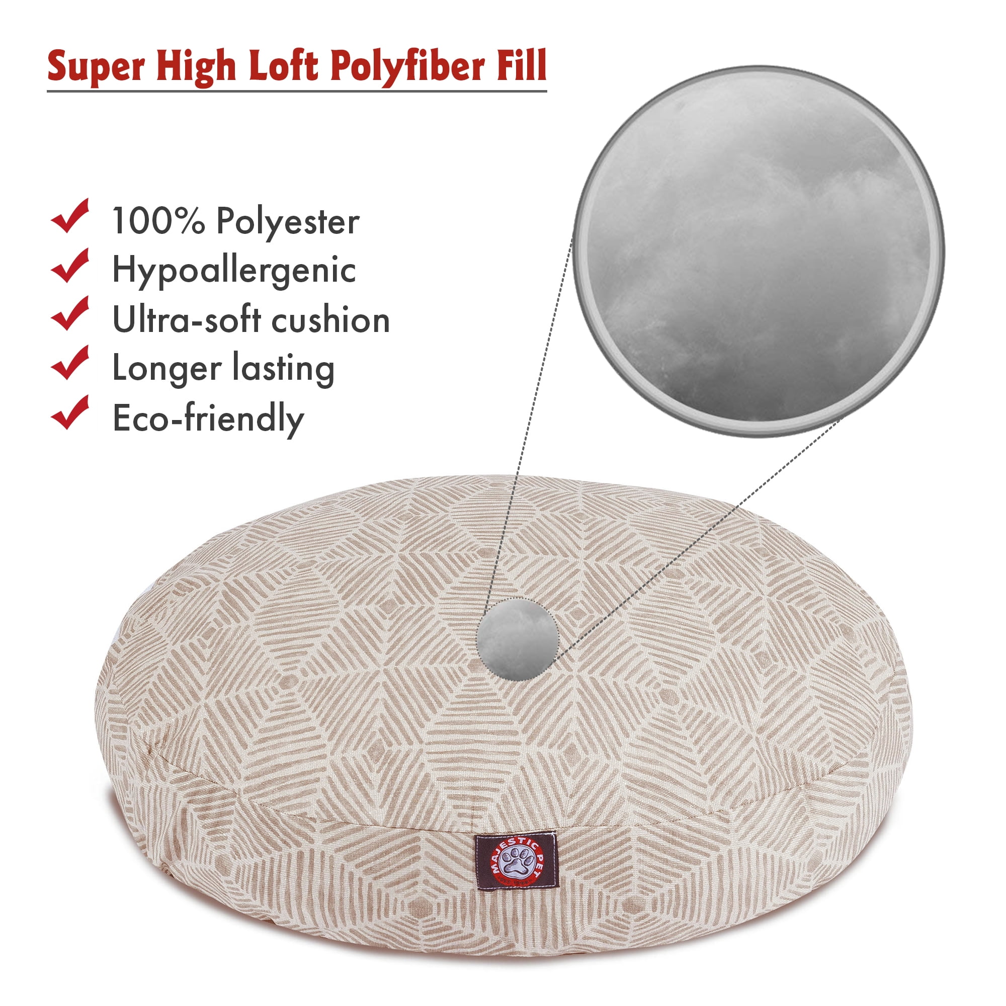 Majestic Pet Charlie Round Dog Bed Cotton Twill Removable Cover Machine Washable