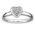 thumbnail image 1 of 925 Sterling Silver Heart Diamond Stackable Ring Love Fancy, 1 of 8
