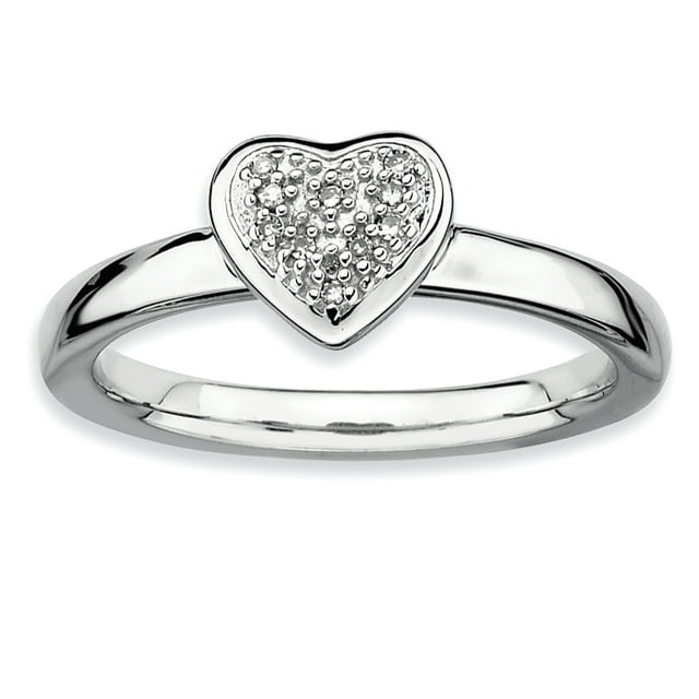 925 Sterling Silver Heart Diamond Stackable Ring Love Fancy