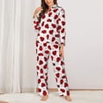 thumbnail image 2 of Balery Ladybug And Heart Conjunto de Pijama con Estampado para Mujer, Conjunto de Dos Piezas con Manga Larga, Ropa de Dormir Suave con Bolsillos, Pijamas Cómodos-Small, 2 of 7