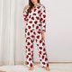 thumbnail image 2 of Balery Ladybug And Heart Conjunto de Pijama con Estampado para Mujer, Conjunto de Dos Piezas con Manga Larga, Ropa de Dormir Suave con Bolsillos, Pijamas Cómodos-Small, 2 of 7