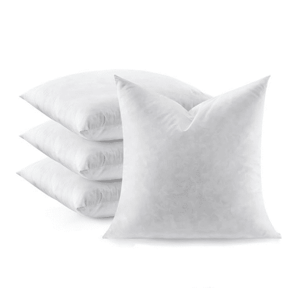 Feather Throw Pillow Inserts Set of 4, Soft Fluffy Square 18 x 18 Inches Decorative Pillow Insert, Feather and Down Euro Pillows for Bed, Couch and Cushion