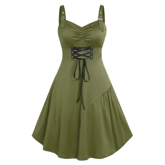 Gothic Halloween Dress for Women Vampire Costume Sleeveless V Neck Maxi Witch Dress Plus Size Vintage Spooky Dresses Witch Costume Women Halloween A Line Dress