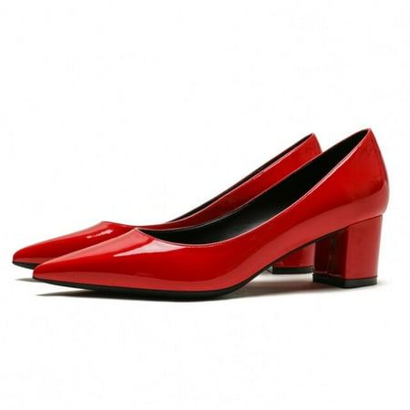 

YCNYCHCHY New Pointed Toe Big Size Squar Heels Sexy Red Pink Women s Pumps Elegant Office Lady High Heeled Spring Party Woman Shoes
