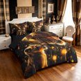 thumbnail image 2 of Manfei Jungle Animals Twin Bedding, Kawaii Lion Family Bedding Comforter Set, Dark Brown, Black Reversible, 7 Pieces, 2 of 6