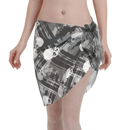 Ocsxa Seamless Pattern With Skulls Print Sarong Coverups For Women Bathing Suit Wrap Swimsuit Skirt Beach Bikini Cover Up Swimwear