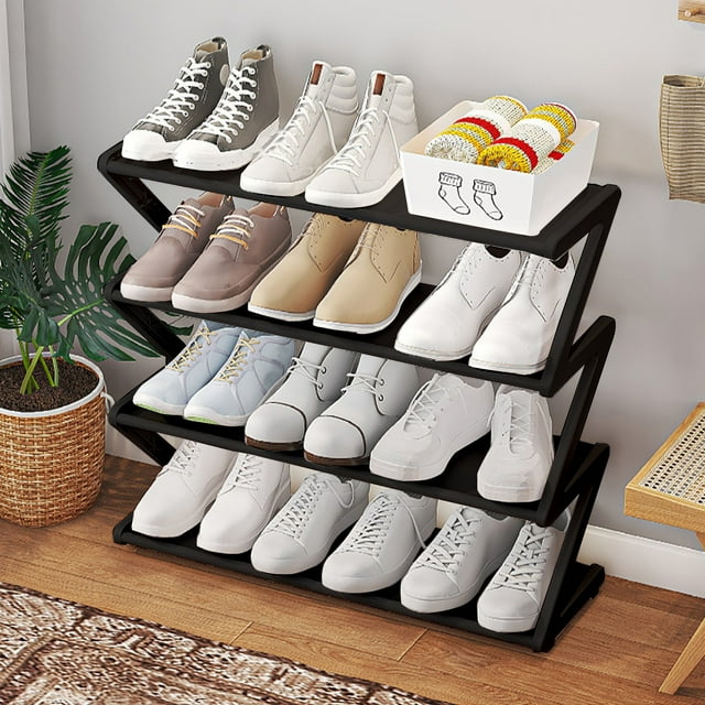Dvkptbk Shoe Rack 4-Layer Shoe Rack Independent Shoe Cabinet with Thickened Steel Pipe Multi-Functional Entrance Shoe Cabinet Corridor Shoe Cabinet Storage & Organization